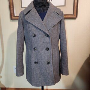 London Fog Ladies Grey Wool/Poly Blend Coat sz PM petite medium